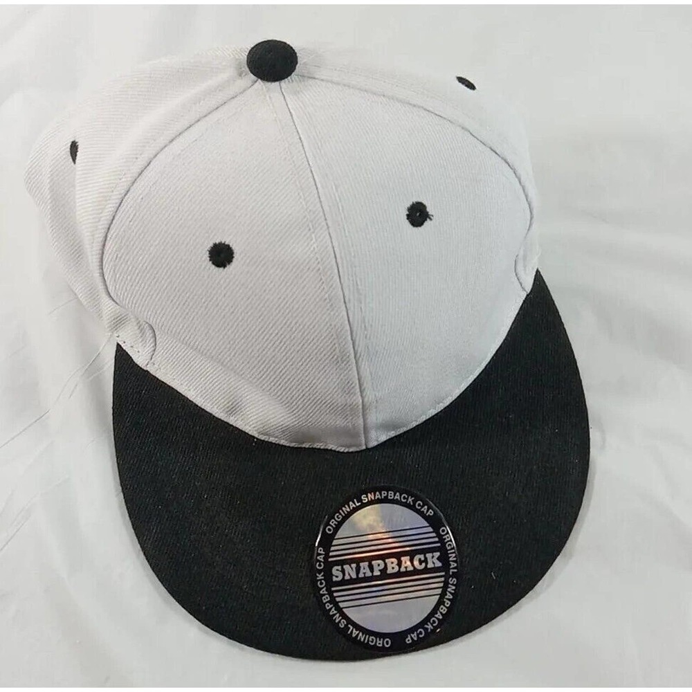 Snapback Baseball Cap Adjustable Black White